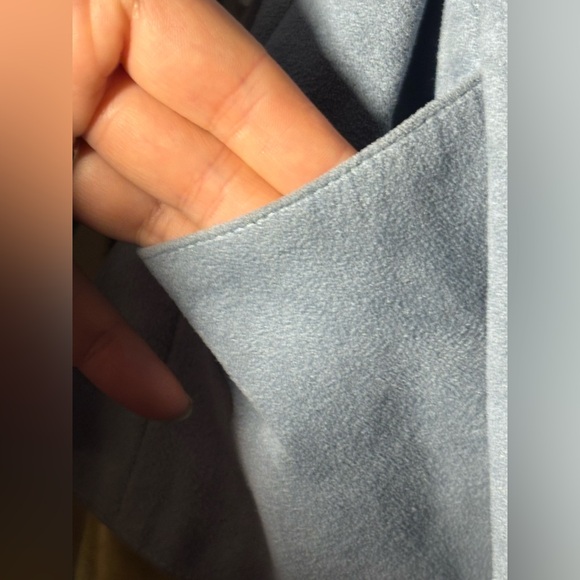 Vintage Made in Canada Faux Suede Belted Jacket • Mandarin Collar • Blue Blazer - Picture 7 of 16